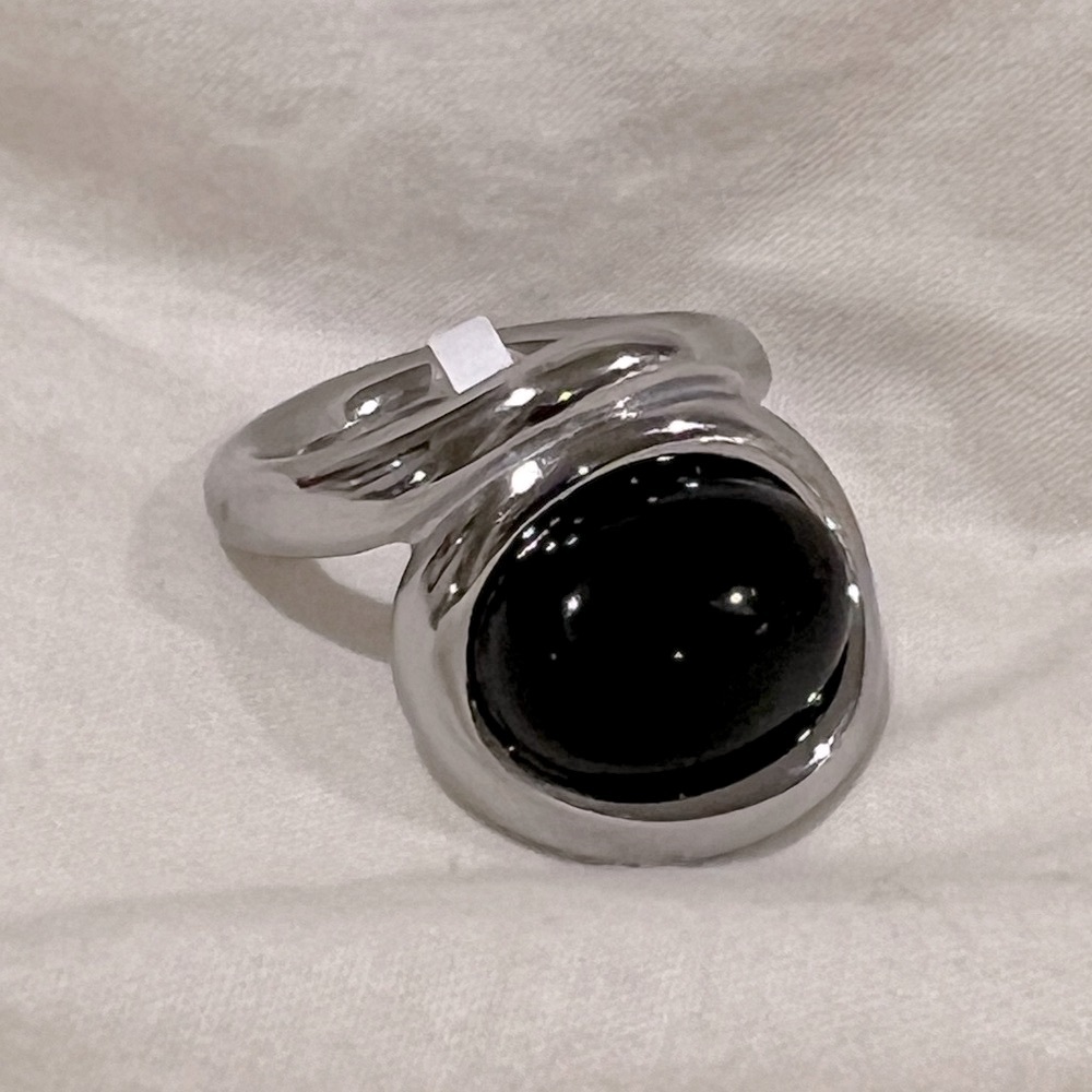 Silver And Black Statement Ring - image 2